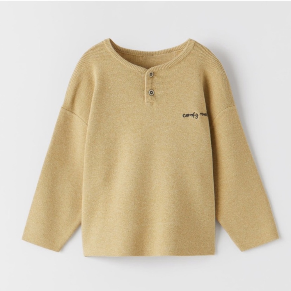 ZARA kids knit Henley sweater